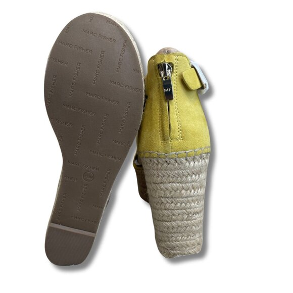Marc Fisher Calita Platform Espadrille Wedge Sandal Summer Strap Heel Yellow 8.5 - Picture 2 of 4